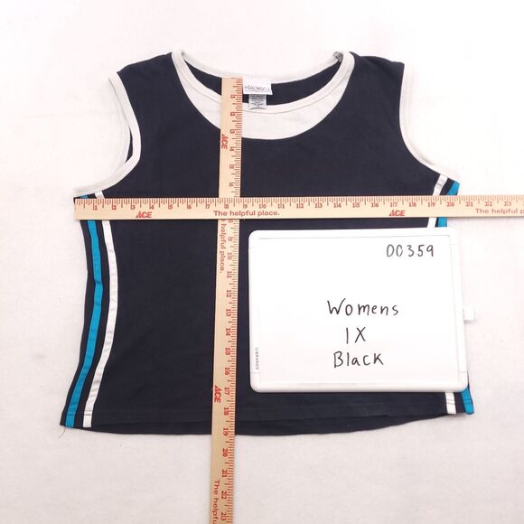 CW Sport Casual Crew Neck Sleeveless Tank Top Shirt Womens Size 1X Black White - Picture 7 of 10